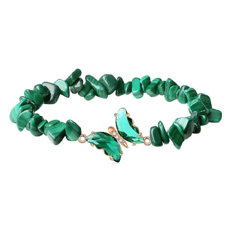 Healing Crystals Bracelet With Irregular Gemstones Beads Butterfly Decoration Adjustable Jewelry For Relaxation