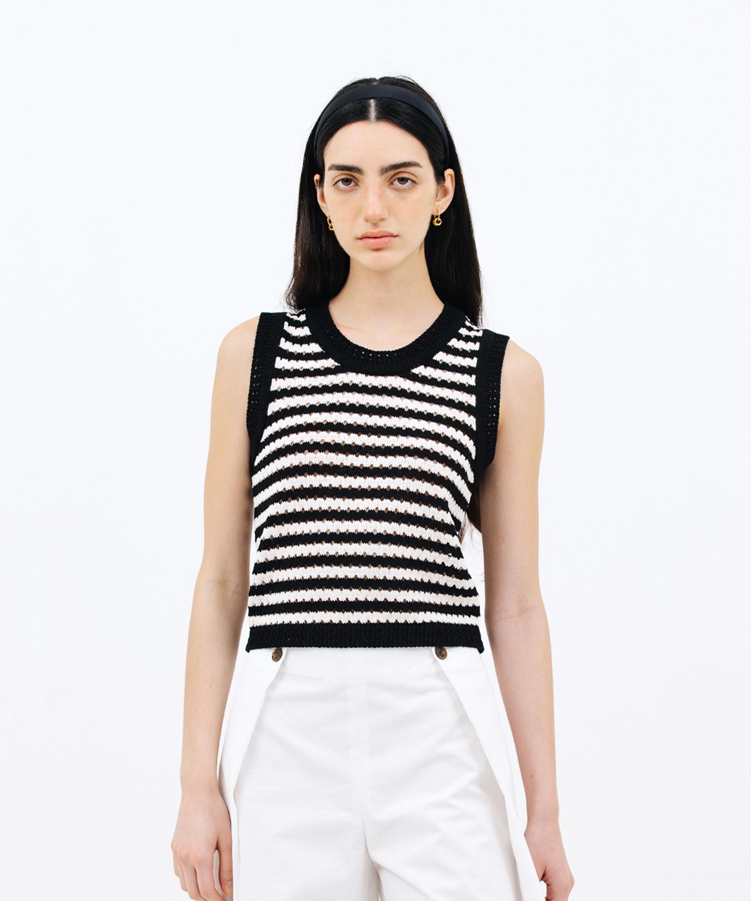 Jun By Jun K Punching Stripe Knit_Black F