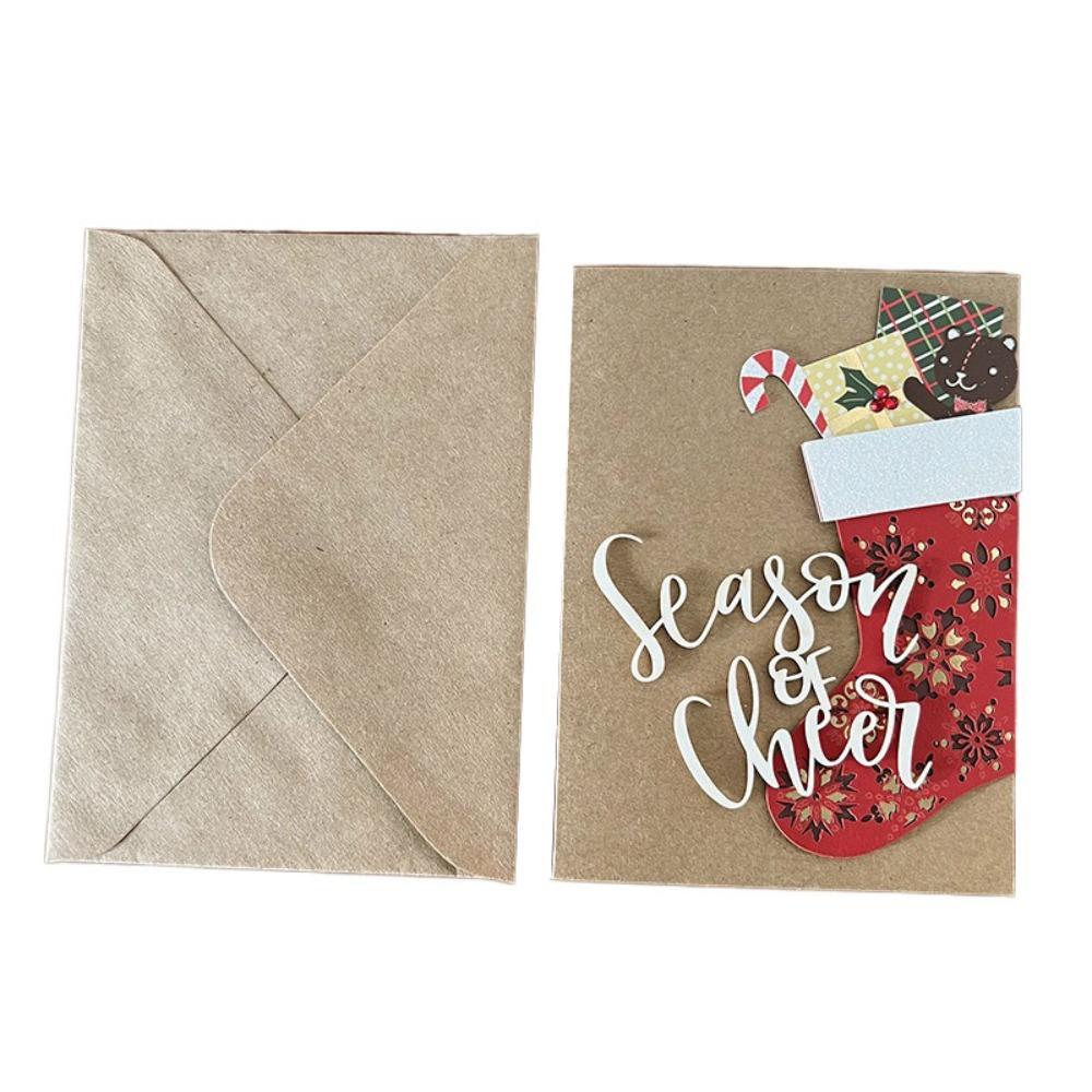 Foldable Greeting Card Kraft Paper Invitations Card Party Supplies Christmas Cards  New Year