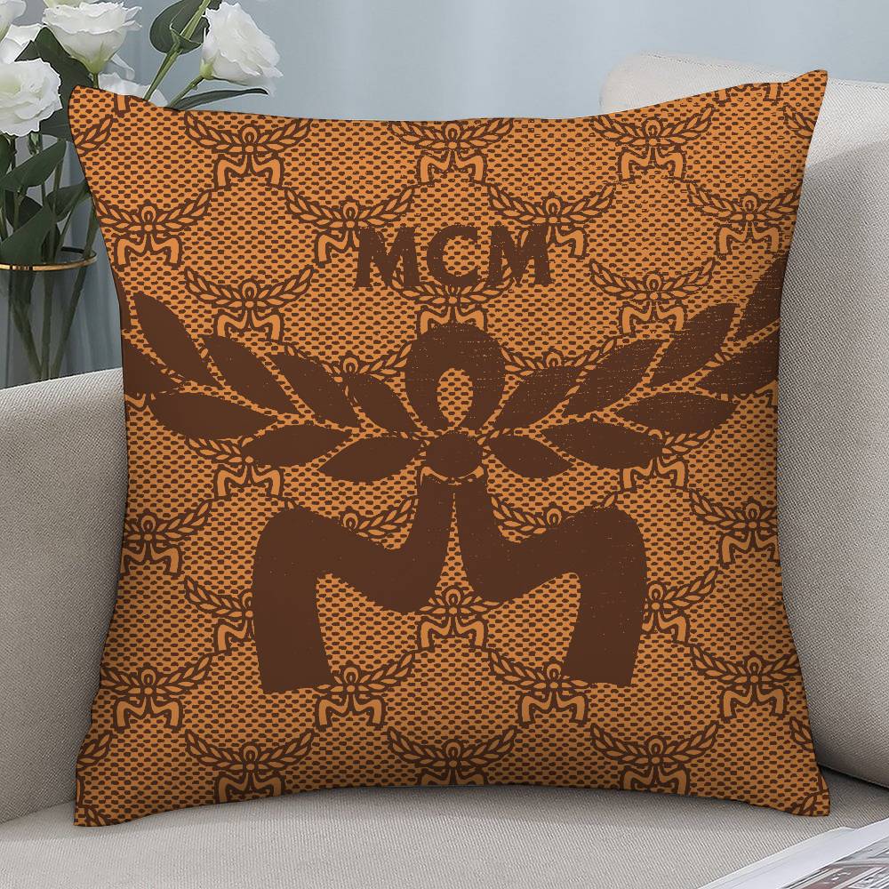 Luxury M-MCM Pillow Case Short Plush Double-sided Print Square Throw Pillow Covers Sofa Home Cushion Decor