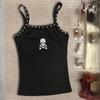 A Spring and Summer Women's Y2K Dark Skull Themed Printed Vest