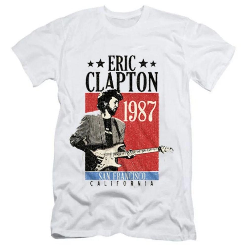 Vintage Rock Tops Eric Clapton San Francisco California 1987 T Shirt Crew Neck Print Cotton Tshirt Casual Loose Tees Unisex S