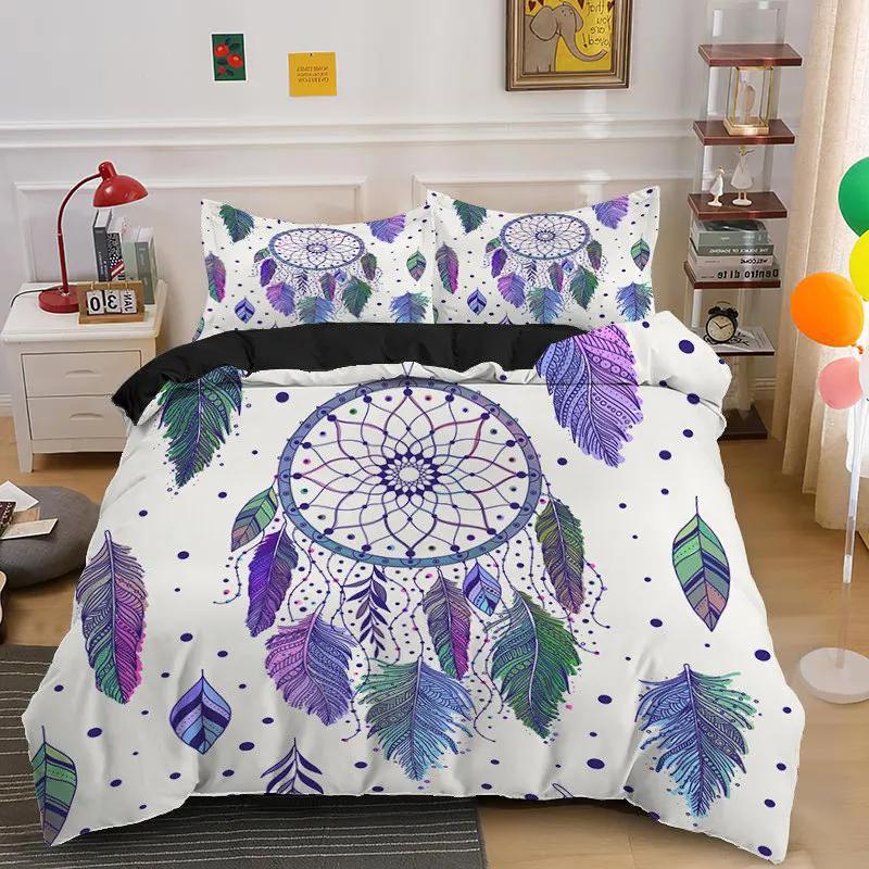 Comforter Dreamcatcher For Teen Girls Adult Bohemian Mandala Feather Print Bedding Set Queen Twin Microfiber Comforter