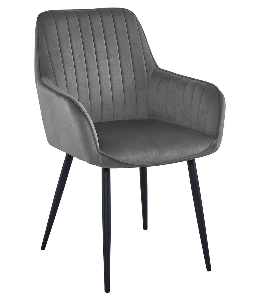 SOLDEN Chair - Dark Gray Velvet / Black Legs X 2