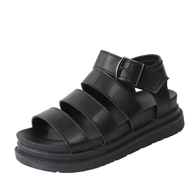 Large size platform sandals women's style one-word belt buckle sandals