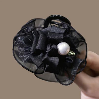 Spring/Summer Elegant Mesh Flower Beaded Hair Claw Clip for Women