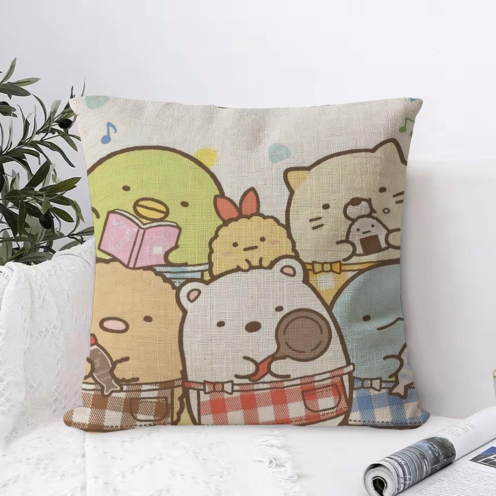 SSumikkogurashi Cushion Cover Eco Linen Pillow Case DoubleSided Print Breathable Durable Zipper Home Decor Gift