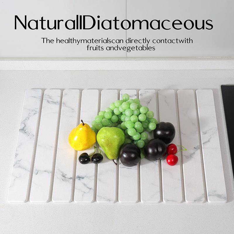 

Diatomaceous Bath Mat Foldable Absorbent Pad For Kitchen Counter 16x12 Inch Non-Slip Quick-Drying Bath Absorbent Mat For Sink белый