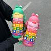 Kawaii Bear Water Bottle Kids Cartoon Straw Water Cup with Strap BPA-Free Portable Leakproof Water Bottle Stainless Steel
