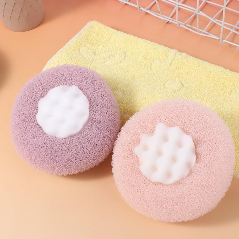 4Pcs Round Shape Suction Cup Bath Ball Super Soft Body Exfoliating Sponge  Bathroom