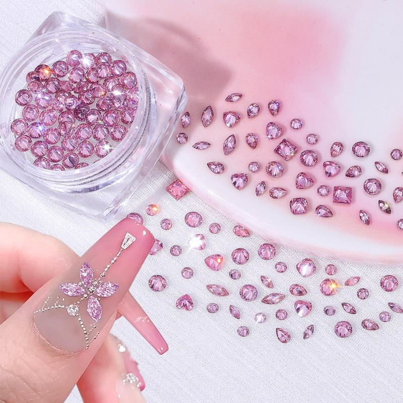 Pink Nail Art Small Zircon Flat Bottom Mini Zircon Diamond Nail Art Jewelry Mixed Nail Art Diamond Jewelry Decorative Diamond