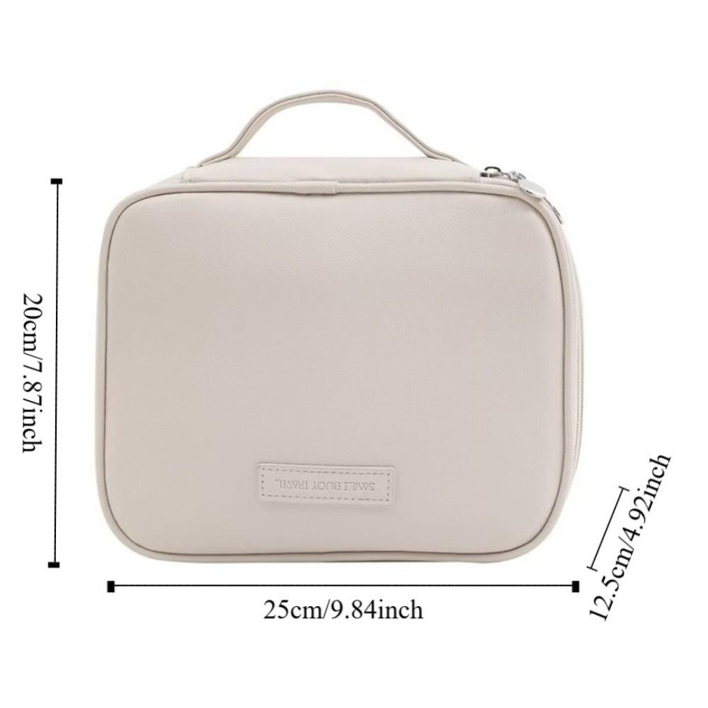 Multipocket Design Cosmetic Handbag Zipper Closure Double-layered Portable Makeup Pouch Separate Dry and Wet Comfortable Handle