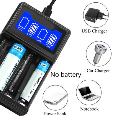 4 Slots AA/AAA NiMH Rechargeable Batteries AA AAA Charger LCD Display Intelligent Battery Charger Independent Charging