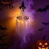 Haunted House Props Halloween Hanging Ghost with Witch Hat, Light Up Spooky Lighted Yard Outdoor Decor for Porch Tree, Scene Ornament Eerie Glow