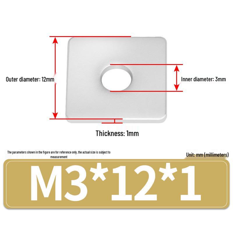 304 Stainless Steel Thickened Square Flat Washers M4-M24