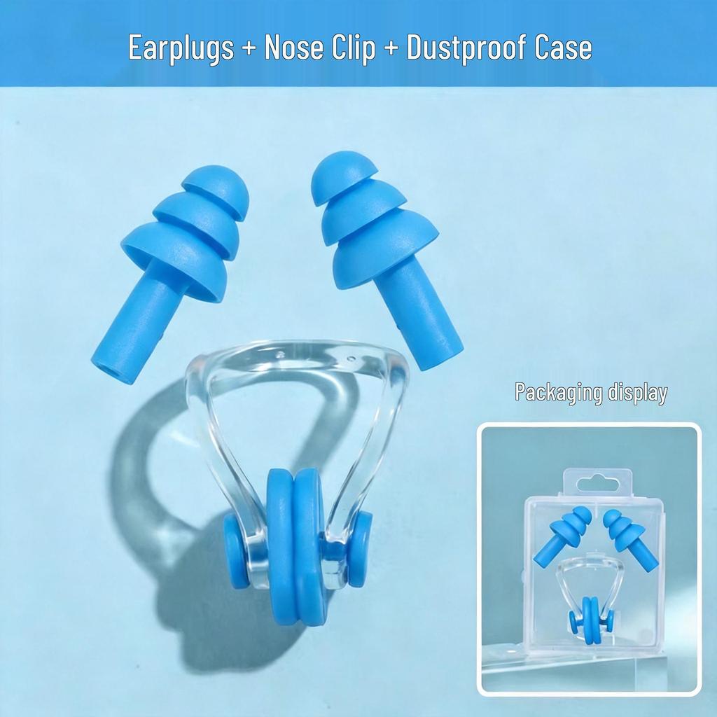 Diving Nose Clip & Earplug Set for Adults & Kids - Professional Silicone Waterproof Swimming Gear