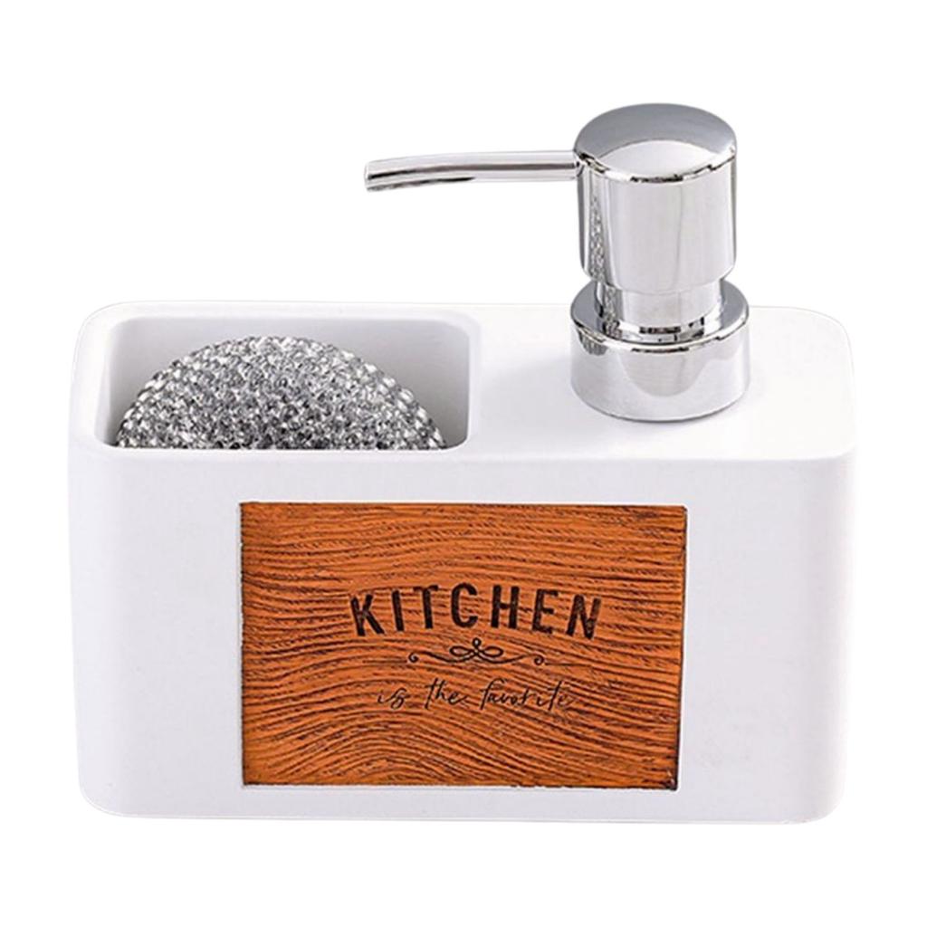 Kitchen Dish Soap Dispenser with Sponge Holder 2 In 1 Countertop Dishwashing Soap Pump Dispenser Set for Kitchen Sink