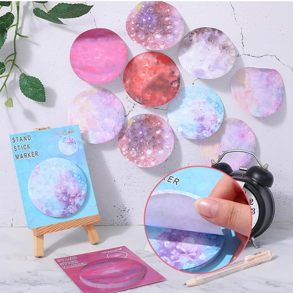 1 Piece Adhesive Cute Round Planet Notes Notepad Memo Pad Office School Supplies Stationery