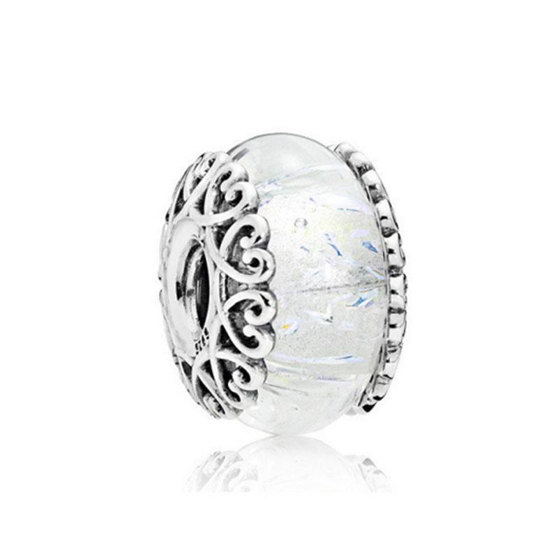 2024 New 925 Sterling Silver Plated Luminous Glass Charm Bule Merano Rainbow Bead Fit Original Diy Bracelet Jewelry Clip