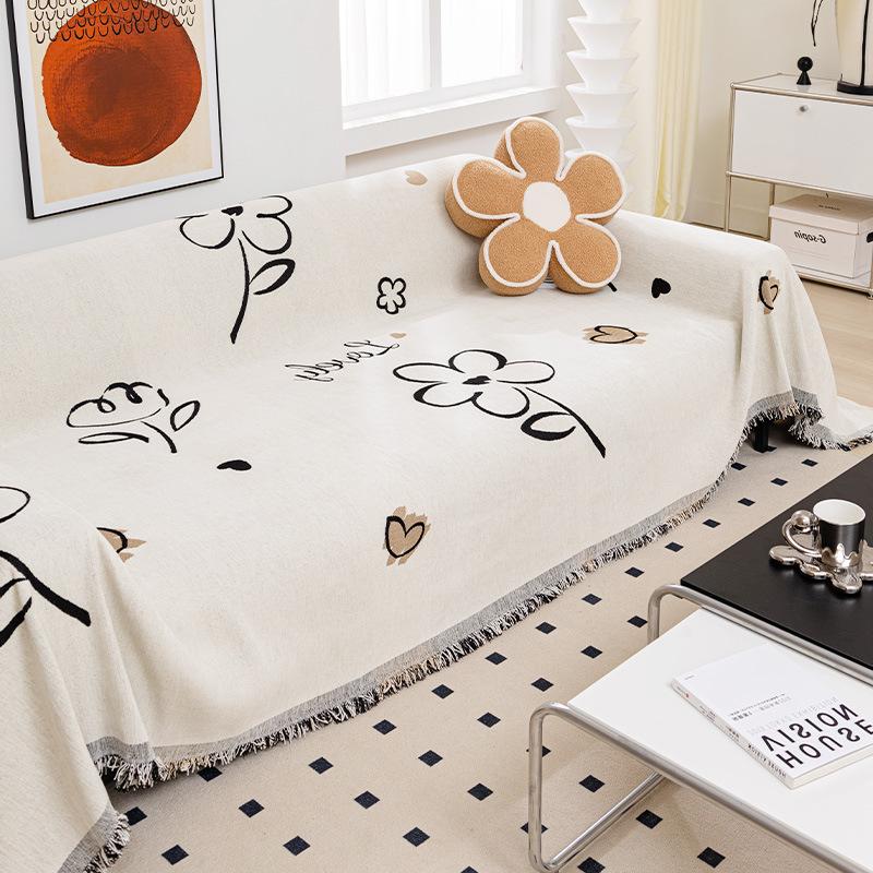 Chenille Sofa Towel Four Seasons All-Inclusive Sofa Cover Dust Cover Living Room Straight Row Sofa One Piece Cover Cloth