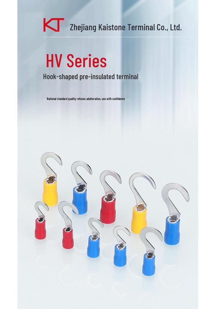 KT KST HV1.25-3.5-4-5 Hook Pre-Insulated Purple Copper Crimp Terminal Connector Lug