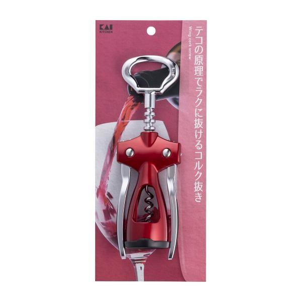 KAI Weinflaschenöffner Korkenzieher Flügel Rot DH8220 1 Stk.