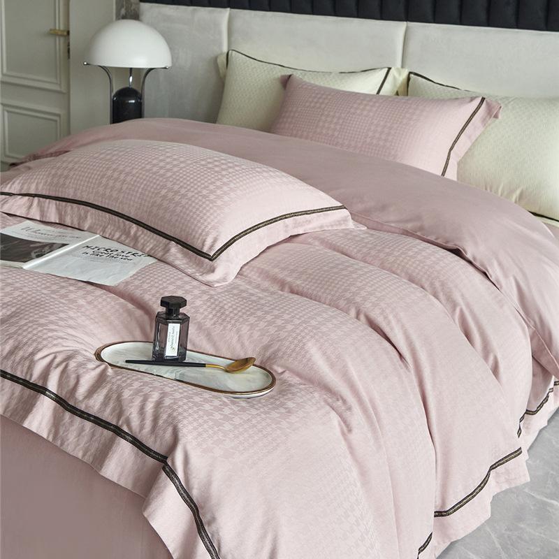 Pure Lust Style Cotton Type A Washed Long-staple Cotton Jacquard Four-piece Set 100 Count Four-piece Set