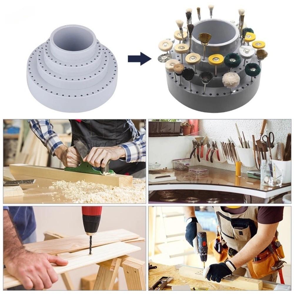 Portable Drill Bit Storage Case 360° Rotation Durable Rotating Tool Stand Round Shape Tool Tip Stand Tool Organization