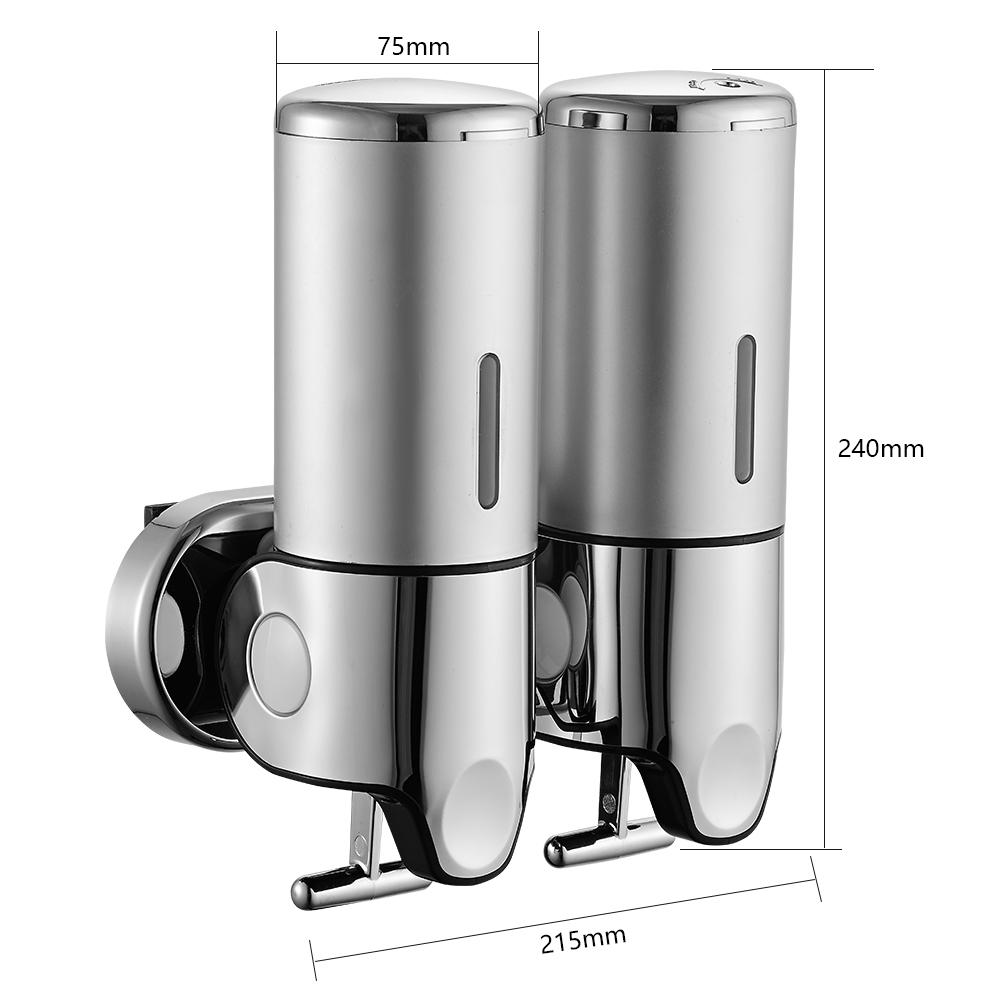 Soap Dispenser Double Headed Large Capacity Refillable Hand Sanitizer Dispenser with Clear Window Wall Mounted Shampoo Dispenser