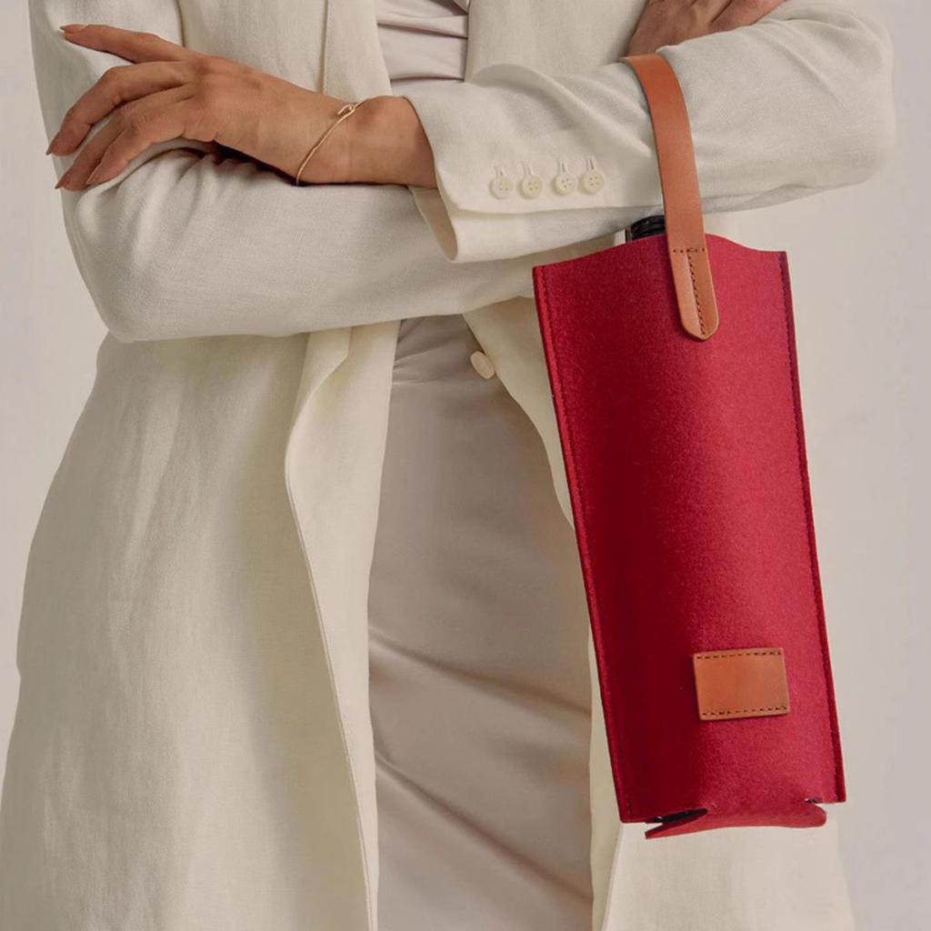 1PC Wine Bag Felt Single/double Bottle Insulated Tote Bottle Wine Carrier Bag Padded Wine Cooler Christmas Gift For Wine Lovers