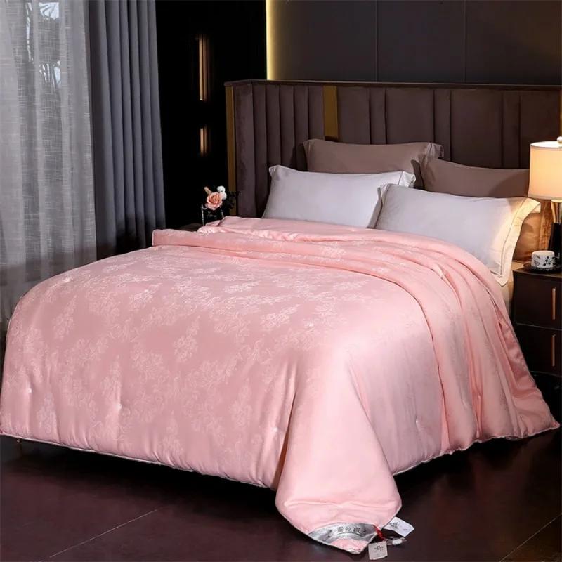 

2025 new cotton jacquard silk quilt spring and autumn quilt thickened warm winter household four seasons available quilt 150x200cm 2kg нефритовий