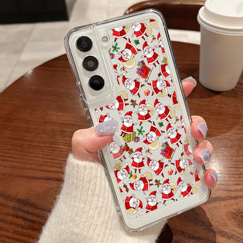 Husă de Telefon cu Model Elan de Crăciun Pentru Samsung Galaxy S25 S24 S22 Ultra S23 S24 FE A17 A56 A16 A36 A26 A55 A15 A25 A54 5G Husă Moale Transparentă Rezistentă la Șocuri