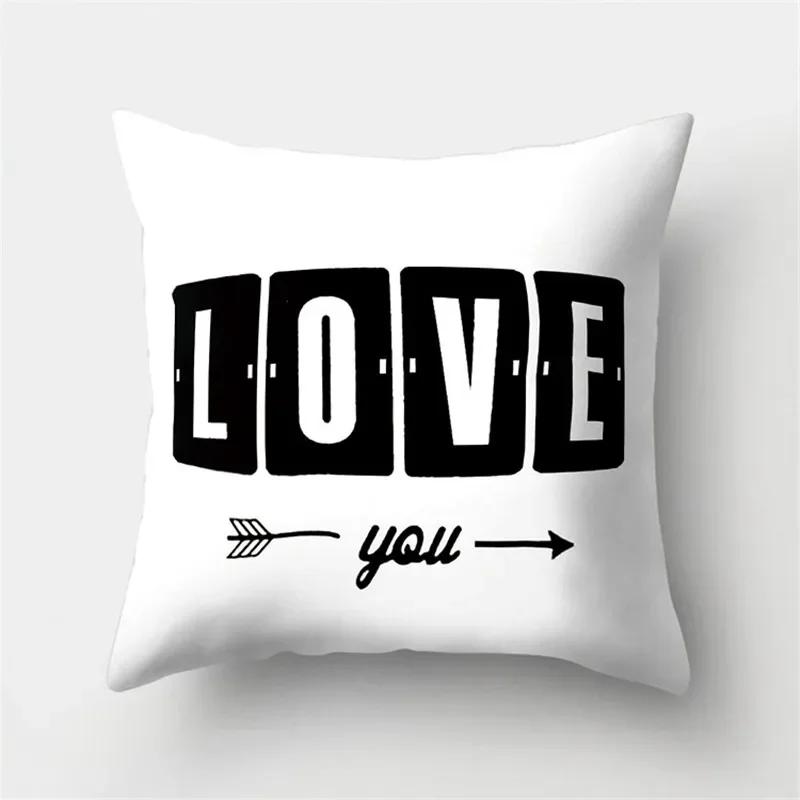 White Black Geometric Cushion Cover x Pillowcase Sofa Decor Polyester Home