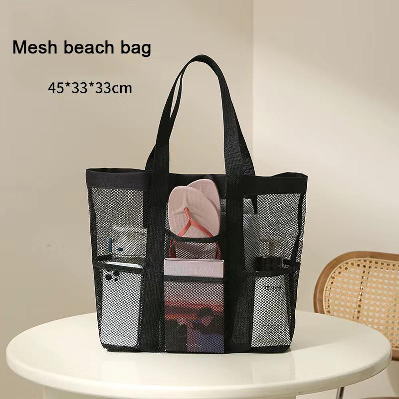 Beach Bags Mesh Quick Dry Shower Tote Shower Stand Cosmetic Bag Transparent Bag Portable Swimming Gym Tote Bag Mesh Beach Bags