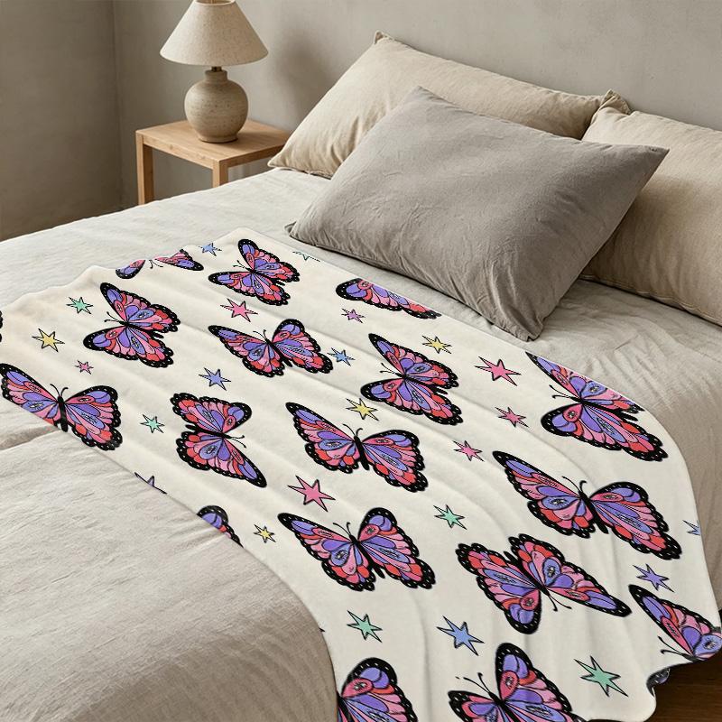 Butterfly Collection High-Density Fleece Blanket Soft, Skin-Friendly, Portable for Home & Car, Ideal for Christmas & Halloween Use