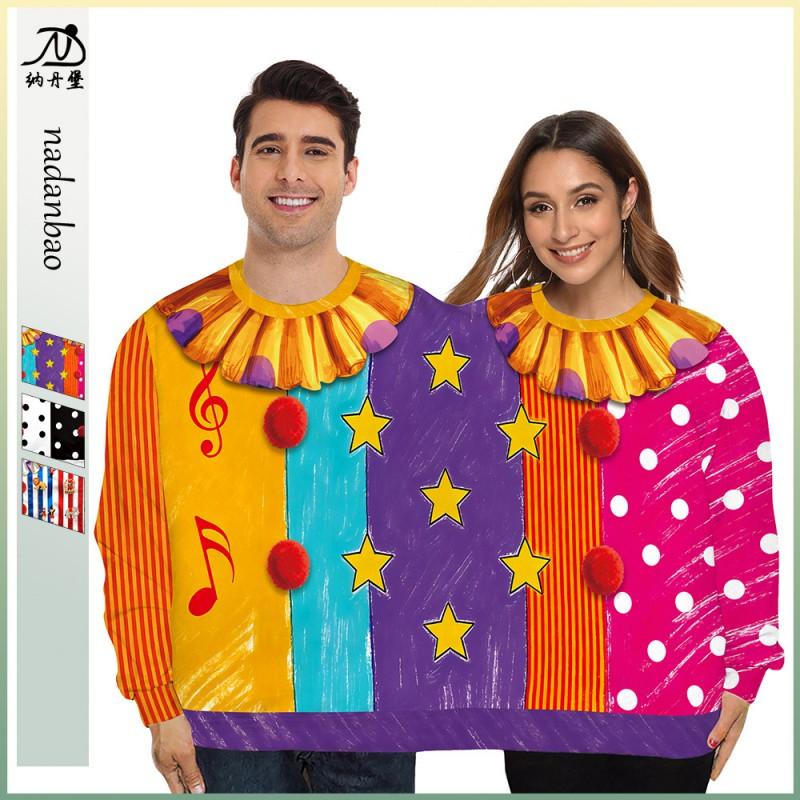 Couple Halloween Party Hoodie Funny Skeleton Print Loose Fit Long Sleeve Top Youth