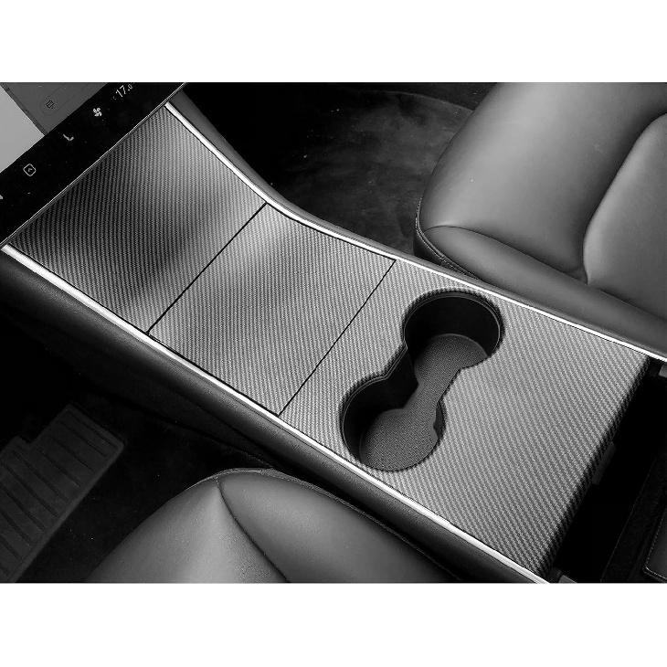 BMZX for Tesla Model 3 for Model Y Center Console Wrap ABS Carbon Fiber Pattern Console Cover Interior Decoration Wrap Kit - for Tesla Model 3 for