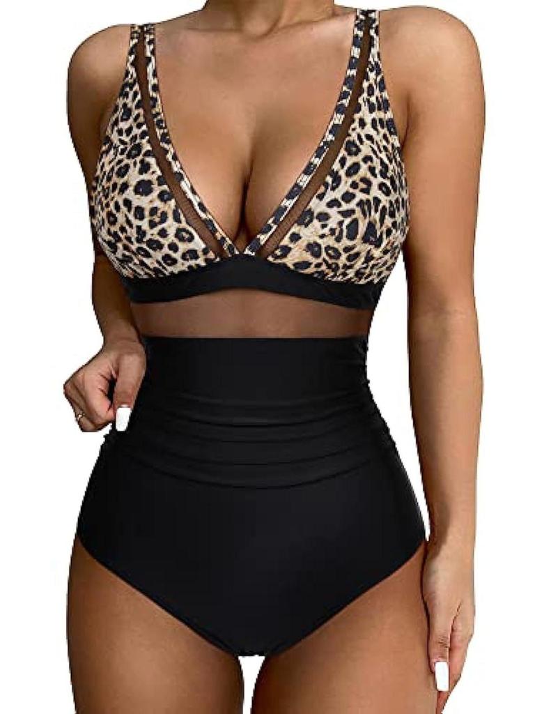 European & American High-Waist One-Piece Swimsuit - Sexy, Hollow Design
