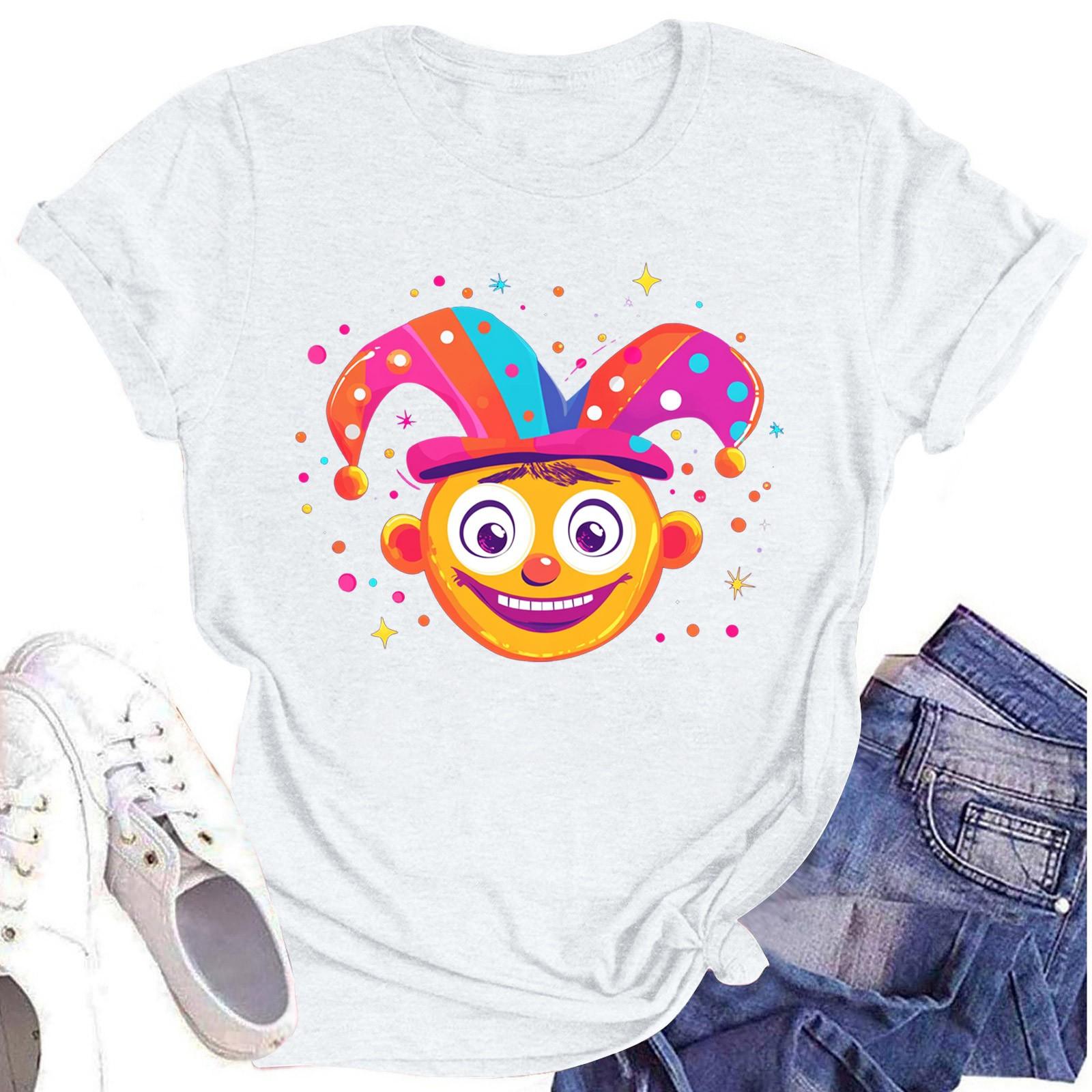 

Жіноча повсякденна повсякденна футболка з круглим вирізом і короткими рукавами з принтом XL білий