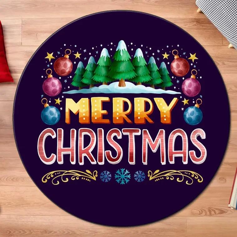 Weihnachten Runder Teppich Waschbarer Schlafzimmerteppich Drehstuhl Bodenmatte Schlafzimmer Wohnzimmer Lustige Kinderzimmer Bodenmatten