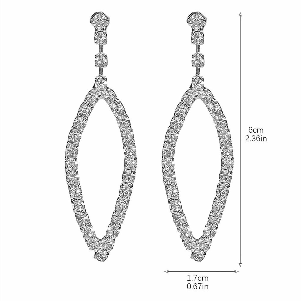 High-Class Sense Of Geometric Hollow Full Diamond Earrings Fashion Temperament Earrings Women's Earrings 1 Pair