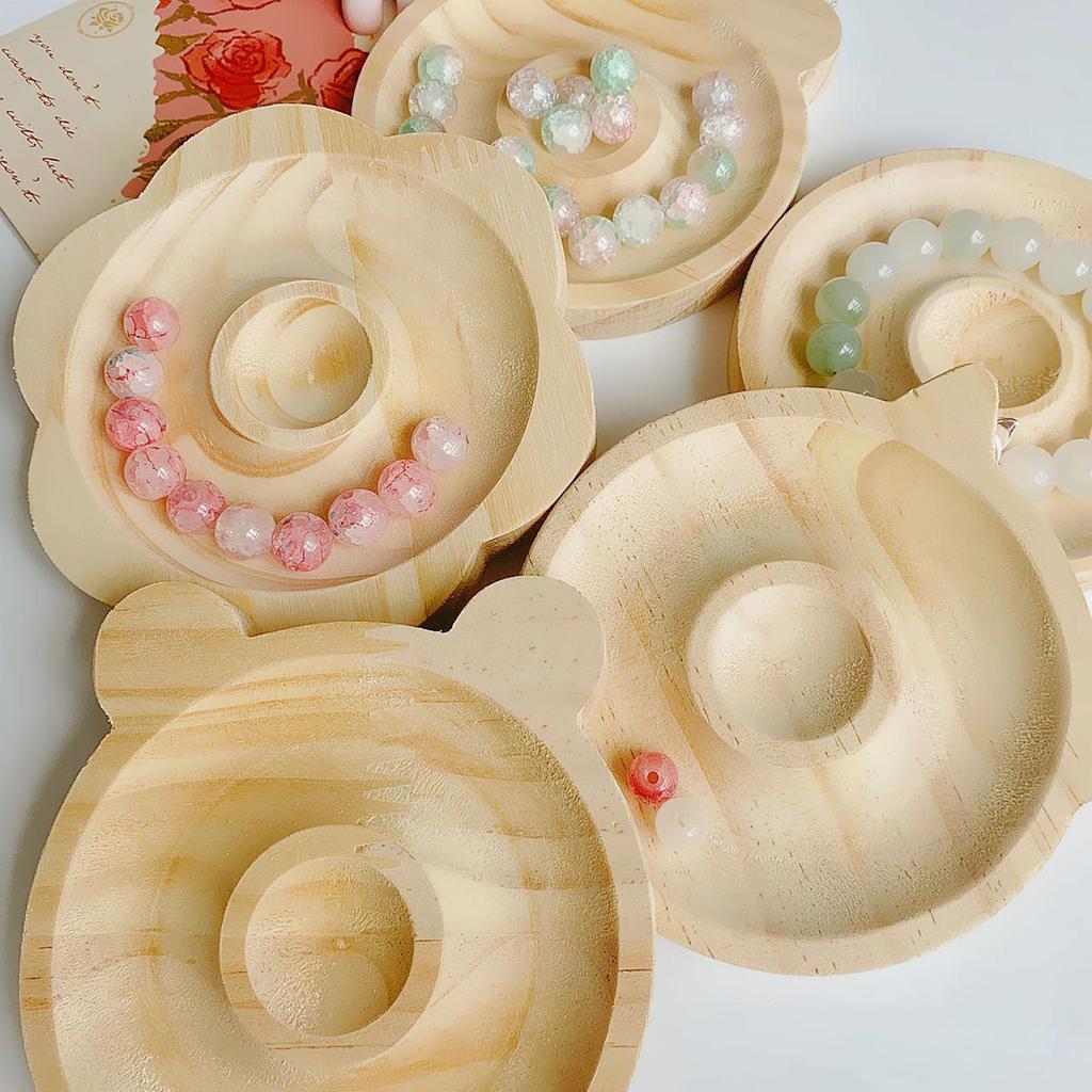Natural Wooden Board Plate Beading Tray Jewelry Measuring Tools Craft Gift Bracelet Stand Store Display Plate for Table