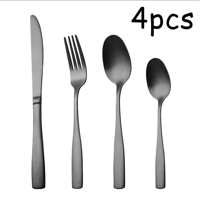 

4/16/24/40pcs stainless steel cutlery set, large handle knife and fork spoon, suitable for dining room kitchen.