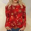 Women's Fashion Casual Long Sleeve  Print Round Neck Top