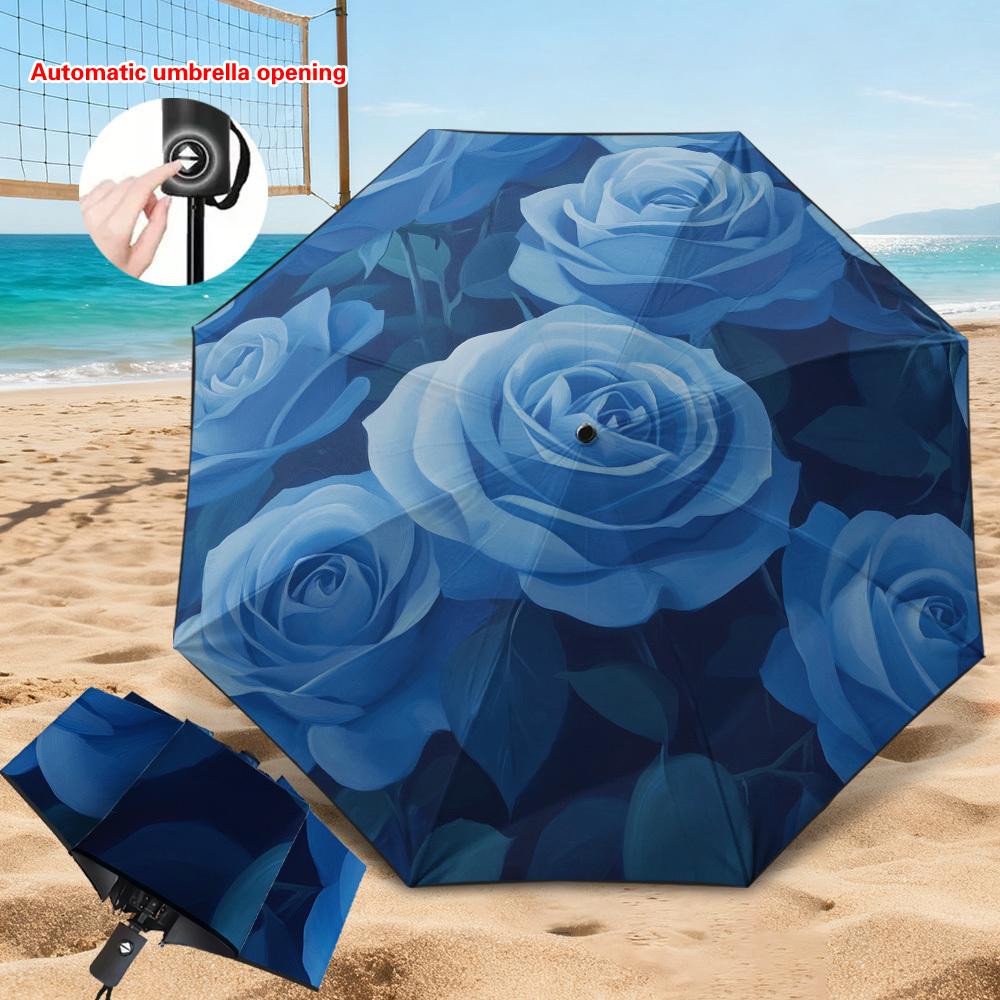 

1pc Automatic Open/Close Umbrella with 8-Rib Sturdy Frame - Heavy-Duty Automatic Open/Close Mechanism, Lightweight Compact Fol (as the picture,Iron&8K)