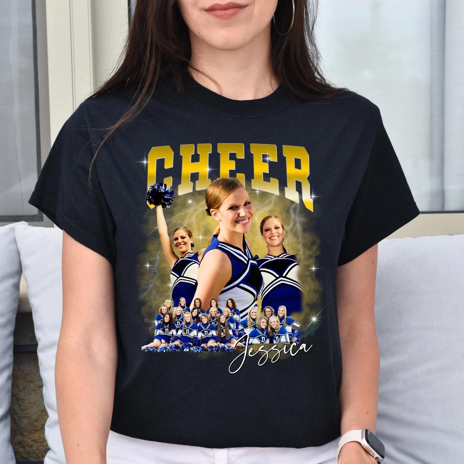Custom Cheer Unisex T-Shirt Your pictures Cheer coach cheer team cheerleader tee XL