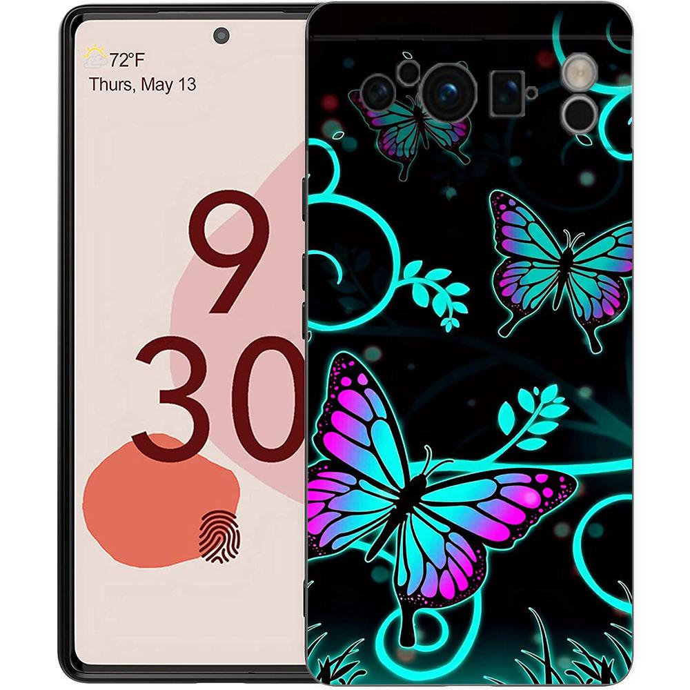 Cute butterfly Fashion Phone Case For Google pixel 9 8 7 6 Pro 6A 7A 5G Silicone Shockproof Black Cover Fundas