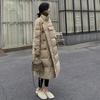 Winter Women Korean Puffer Jacket Stand Collar Windproof Coats Long Parka Thickened Warmer Buttons Big Pockets Cotton Jacket