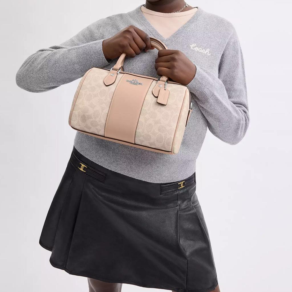 Coach Rowan 25 Zipper Closure Detachable Shoulder Strap Coated Canvas Shoulder Crossbody Tote Bag Medium Women Handbags CW376-SVPWH