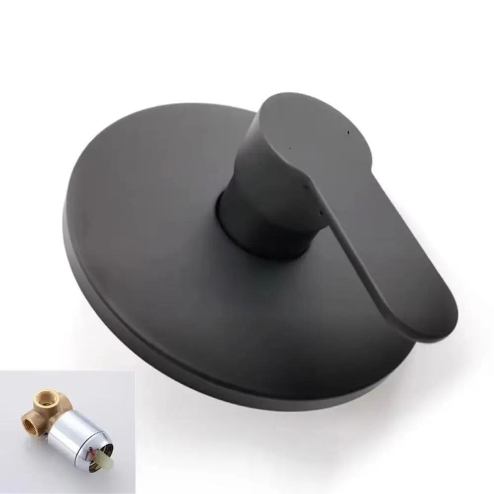 Brass Construction Wall Mount Shower Faucet Aluminum Alloy Circular Design Shower Valve Matte Black Single Function